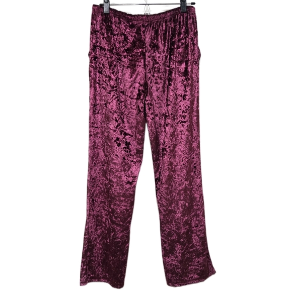 Rachel Zoe Crushed Velvet Lounge Pajama Pants Magenta Plum Medium - Picture 6 of 14